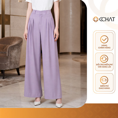 Quần Ống Rộng 𝐂𝐂𝐇𝐀𝐓 Dáng Suông Âu Nicola Xếp Ly Trước Chất Liệu Tuytsi Cao Cấp 16QDS2044ST