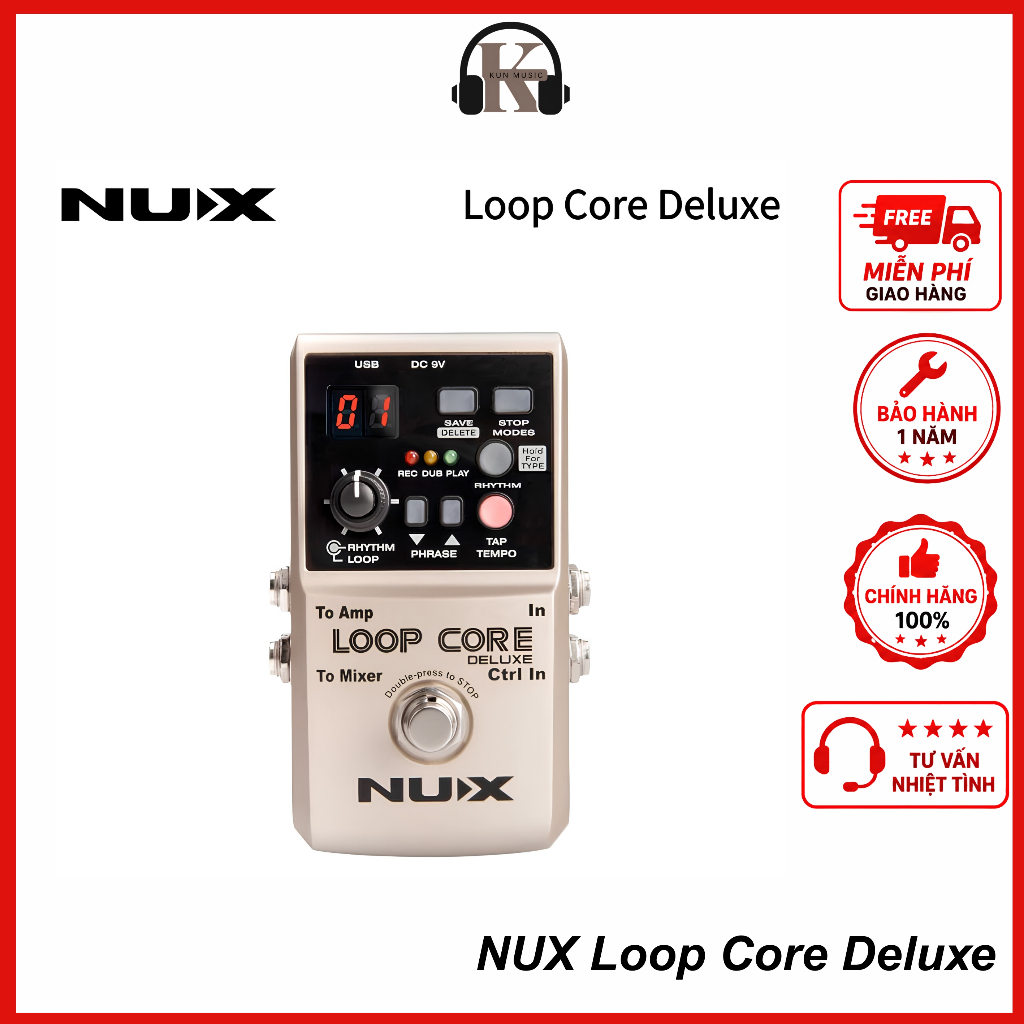 Bộ Loop Cao Cấp NUX Loop Core Deluxe - 24-bit, 8 Giờ Thu, Kèm Pedal NMP-2-KUN MUSIC