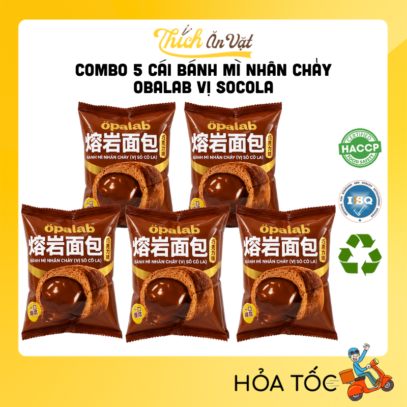 Combo 5 Cái Bánh Mì Nhân Chảy Obalab Vị Socola Thơm Béo