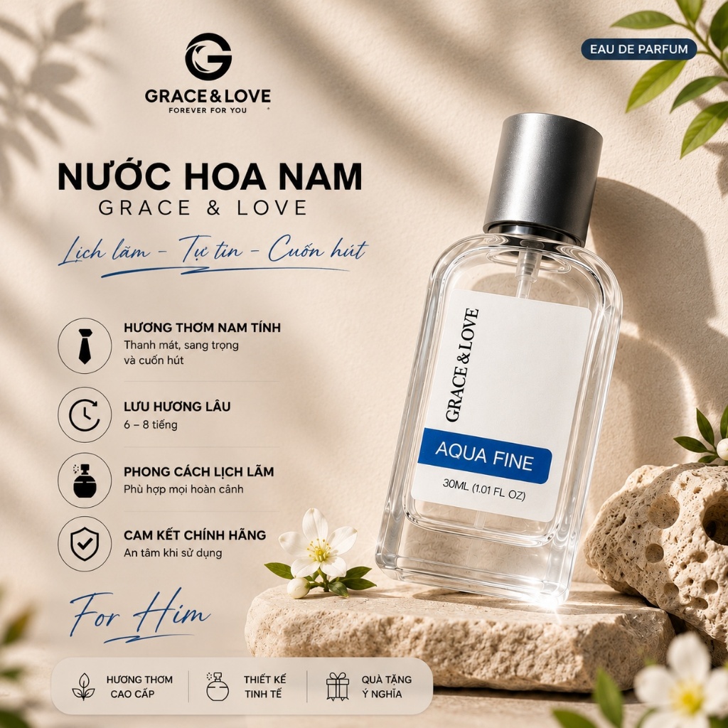 Nước hoa nam thơm lâu cao cấp Grace And Love chính hãng - Tinh dầu nước hoa nam, nước hoa cao cấp mi