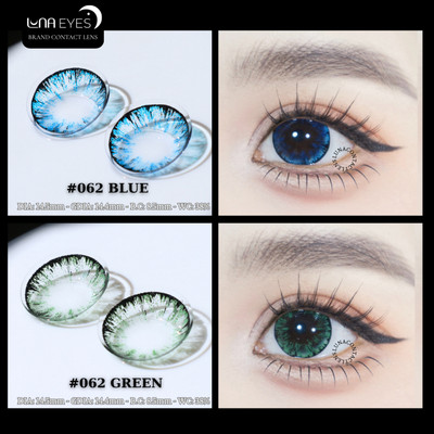 [SALE] Lens mắt LUNA EYES 062 Blue màu xanh vân tia mắt mèo, viền đen nổi bật, size lớn