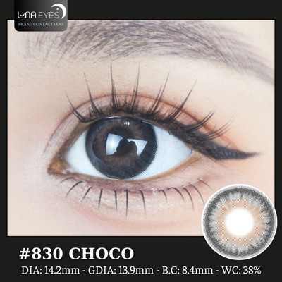 [SALE] Lens mắt 830 Choco màu nâu cafe mix nâu sáng vân tia không giãn tự nhiên, size nhỏ
