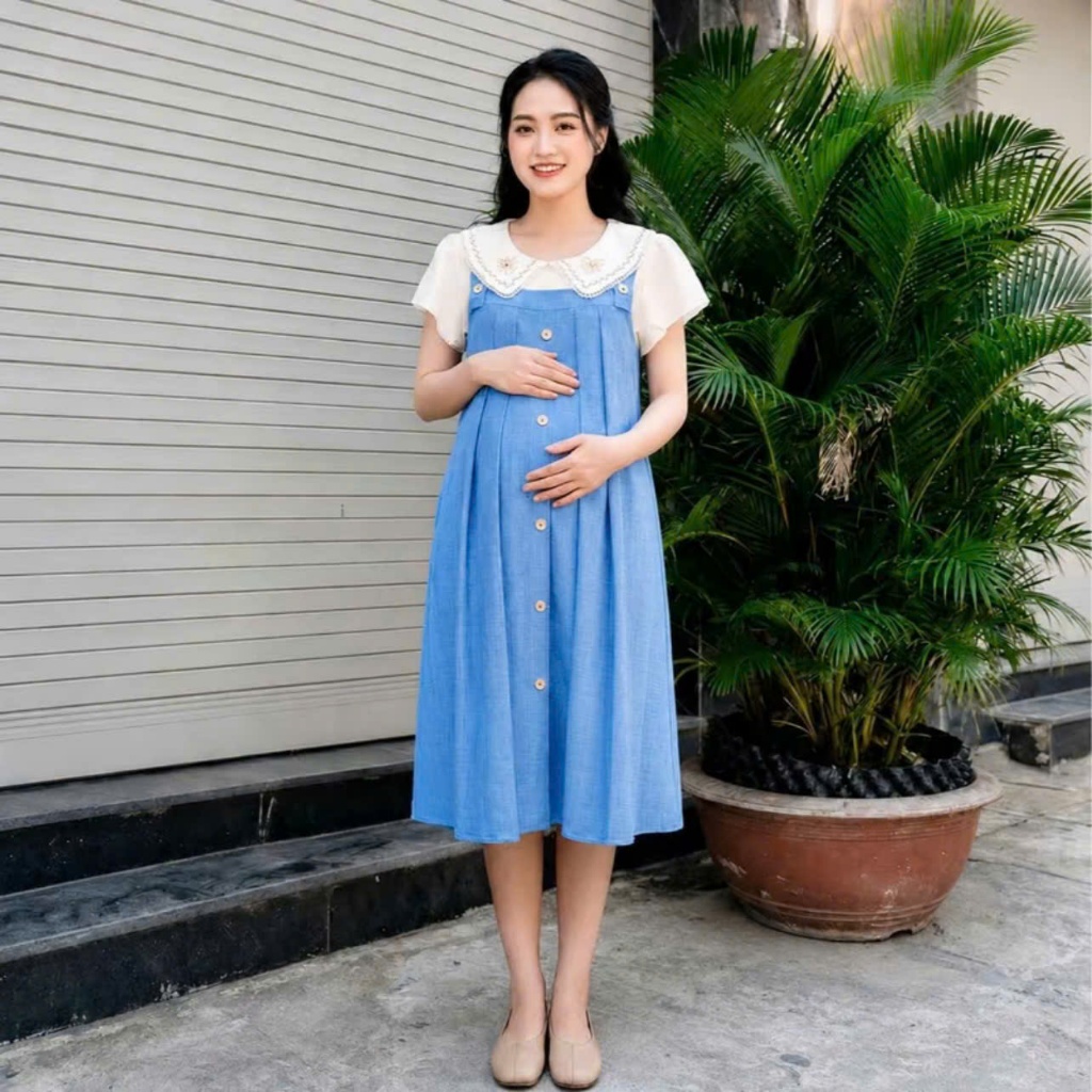 Đầm Bầu yếm Dáng BabyDoll Năng Động Trẻ Trung Cho Các Mom-YUMI Store