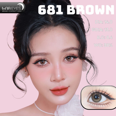 [6 tháng] Lens mắt 681 Brown màu nâu vàng, viền nhạt tự nhiên, size nhỏ - thương hiệu LUNA EYES