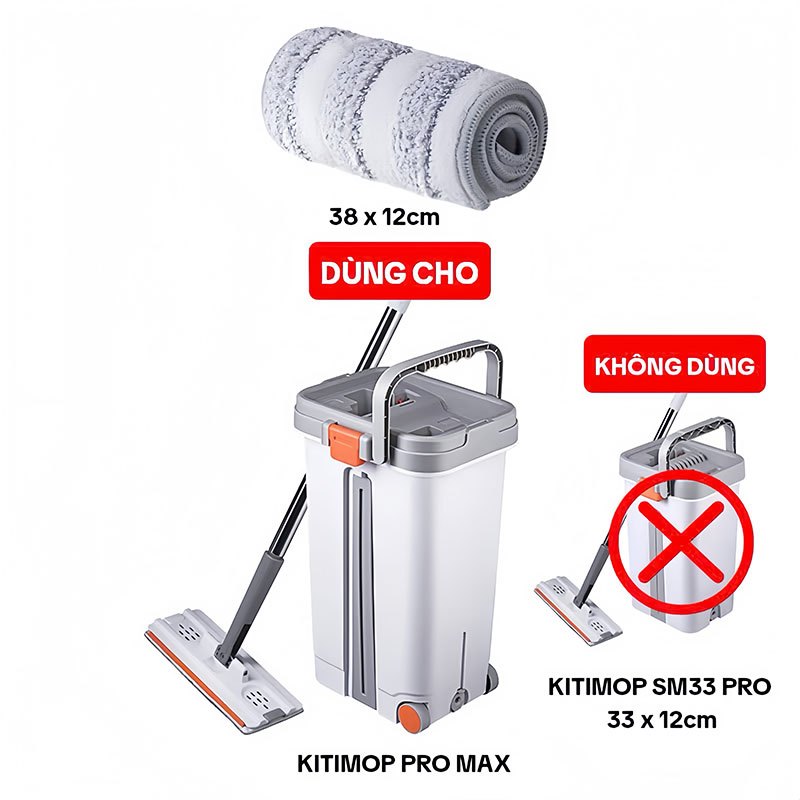 Bông Lau Nhà Thay Thế KITIMOP PRO MAX-1, Dùng Cho Cây Lau Nhà Tự Vắt KITIMOP PRO MAX