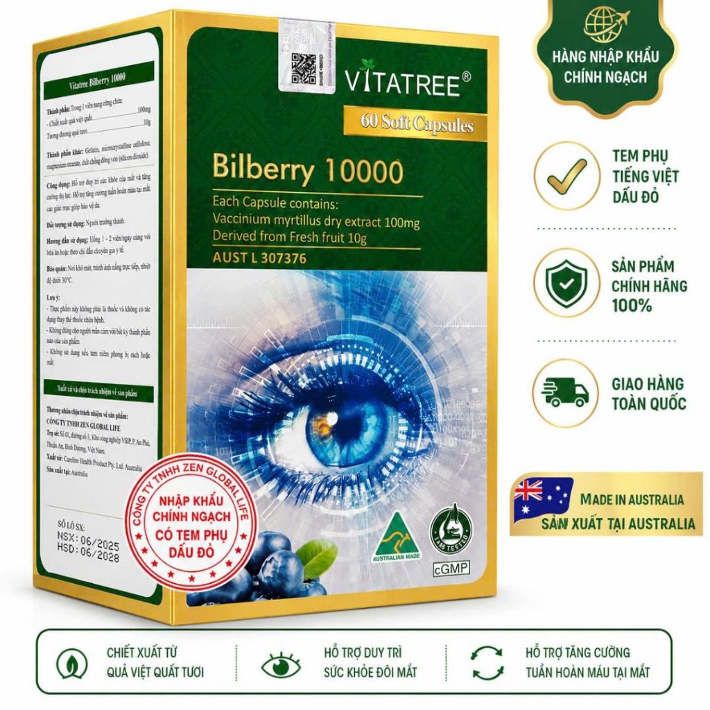 🌿 VITATREE BILBERRY 10000 – BỔ SUNG TINH CHẤT VIỆT QUẤT, ĐỒNG HÀNH CÙNG ĐÔI MẮT MỖI NGÀY