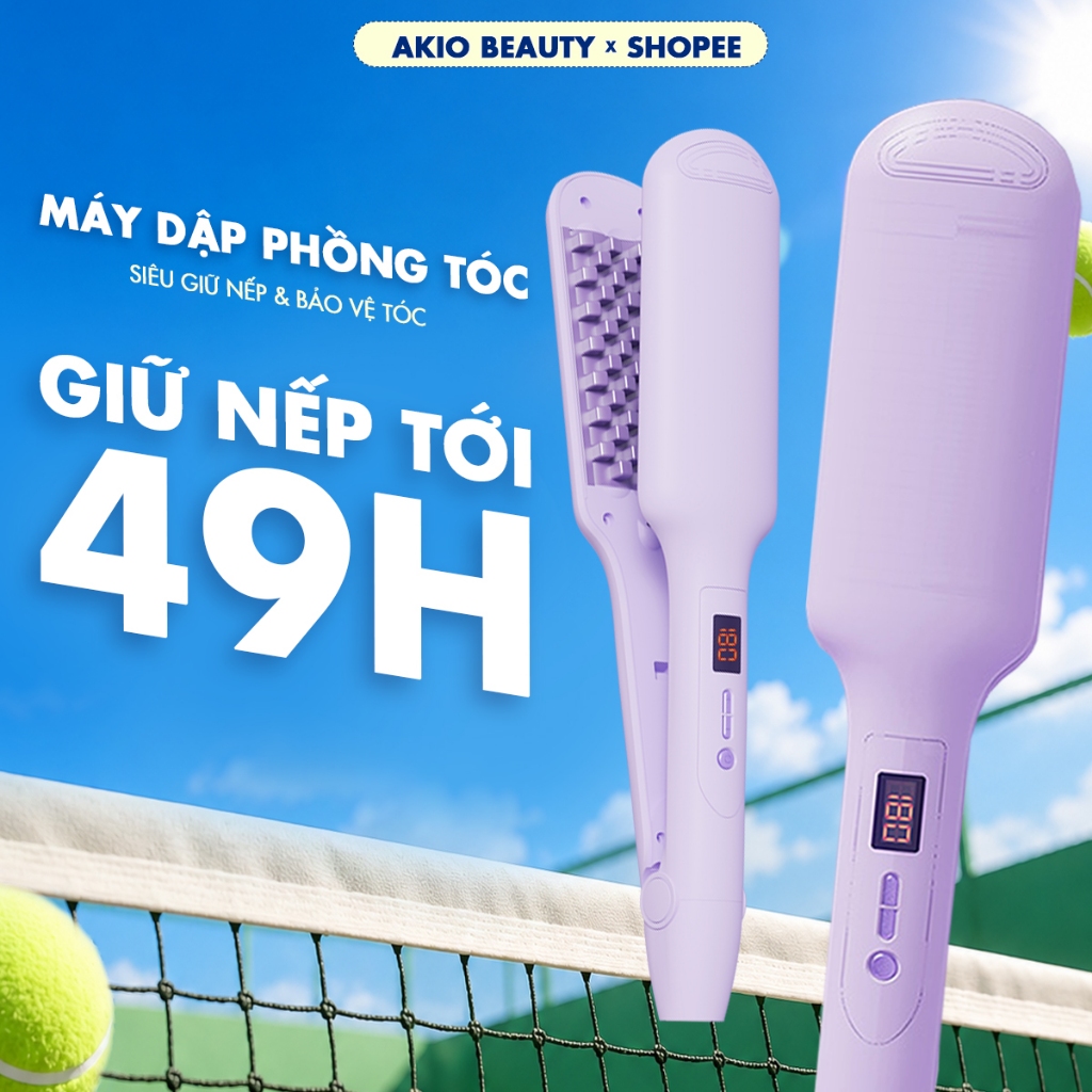 Máy Dập Phồng Chân Tóc AKIO BEAUTY Bản To Có Ion Âm Dập Xù 19 Mức Nhiệt Màn Hình LED Bảo Vệ Tóc