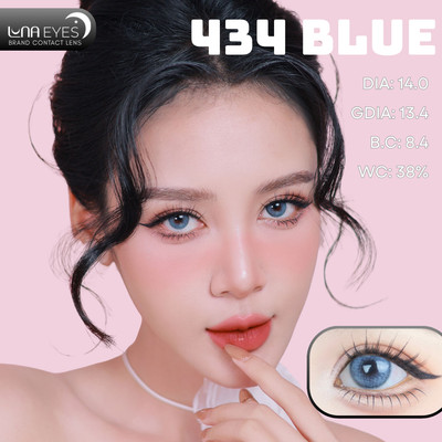 [SALE] Lens mắt 434 Blue màu xanh nhám có viền nổi bật, size nhỏ - thương hiệu LUNA EYES