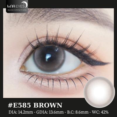 [6 tháng] Lens mắt E585 Brown màu nâu hồng filter đối xứng tự nhiên, size vừa, thương hiệu LUNA EYES