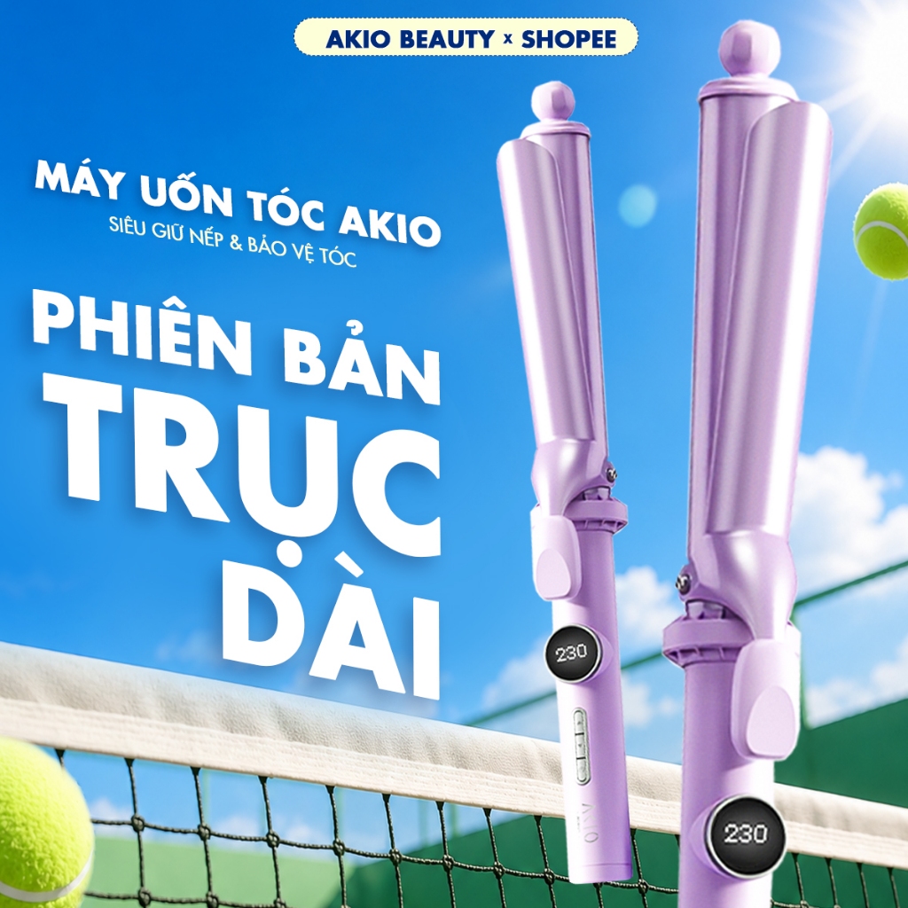 Máy uốn tóc xoăn truyền thống Classic V8 AKIO BEAUTY chất liệu gốm sứ đường kính uốn 28mm, 32mm