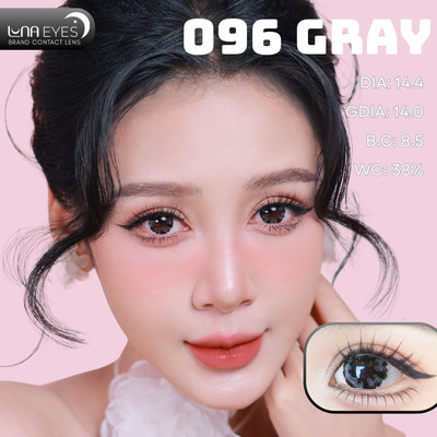 [SALE] Lens mắt 096 Gray màu xám họa tiết cánh hoa đen, size lớn - thương hiệu LUNA EYES