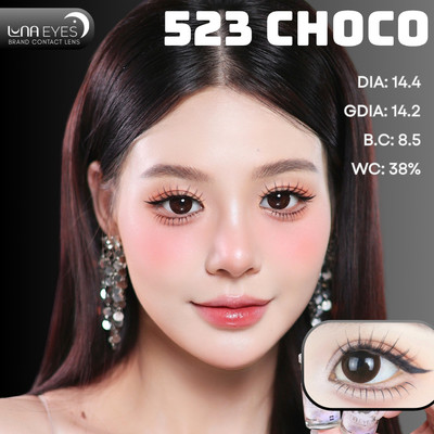 [6 tháng] Lens mắt 523 Choco màu nâu socola vân xoáy tự nhiên, size lớn - thương hiệu LUNA EYES