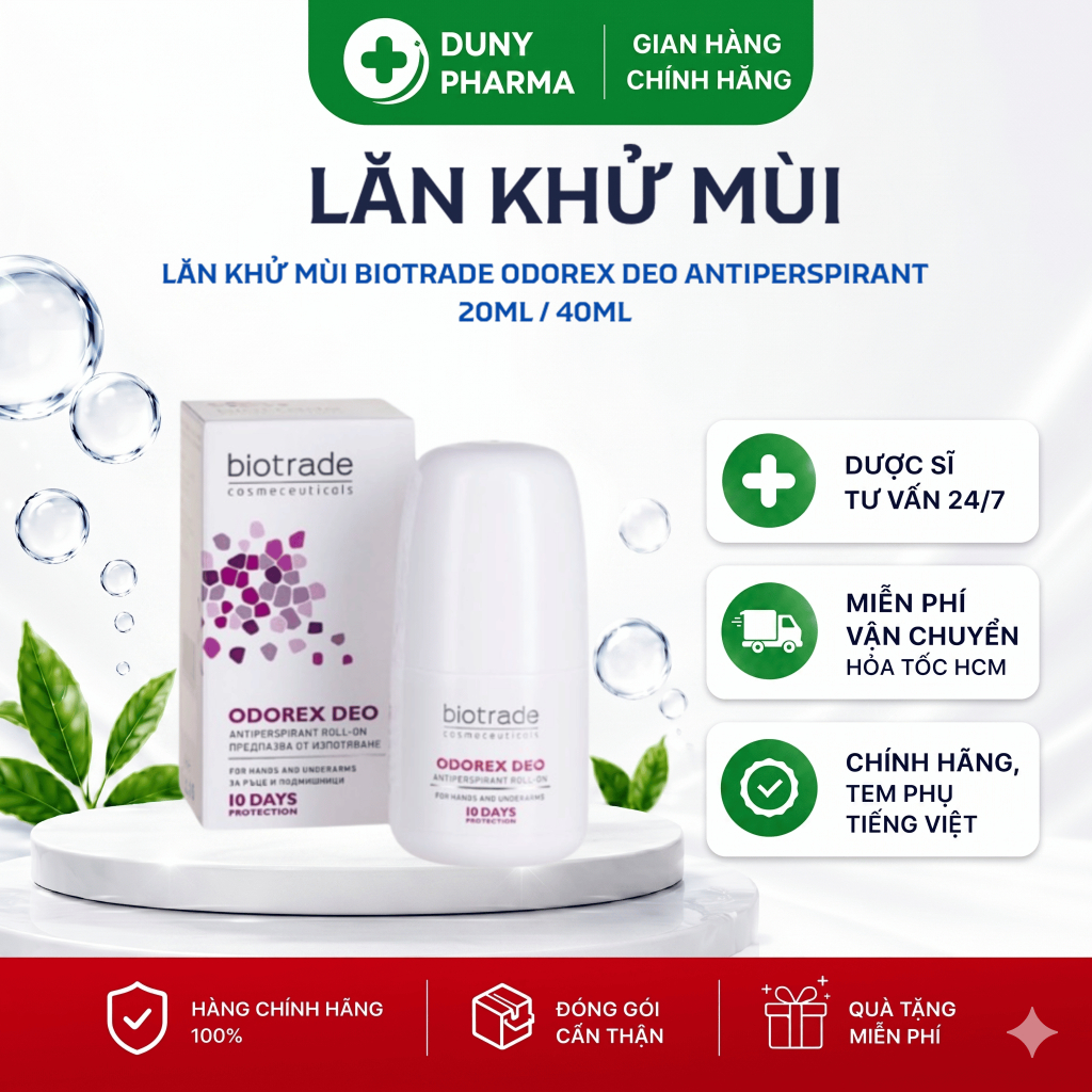 Lăn Khử Mùi Biotrade Odorex Deo Antiperspirant Roll 20ml/40ml - Giảm Mùi, Ngăn Tiết Mồ Hôi Nách, Tay