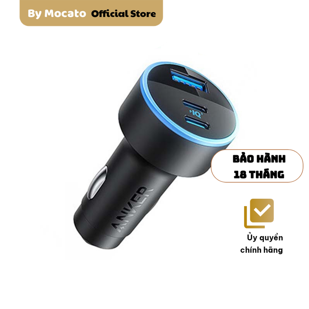 Tẩu sạc ô tô Anker 3 cổng 67W A2736, USB-C 35W, đèn LED, BH 18 tháng