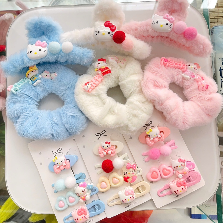 Set quà tặng kitty (1 kẹp lông + 1 dây buộc tóc + 1 set 4 kẹp)