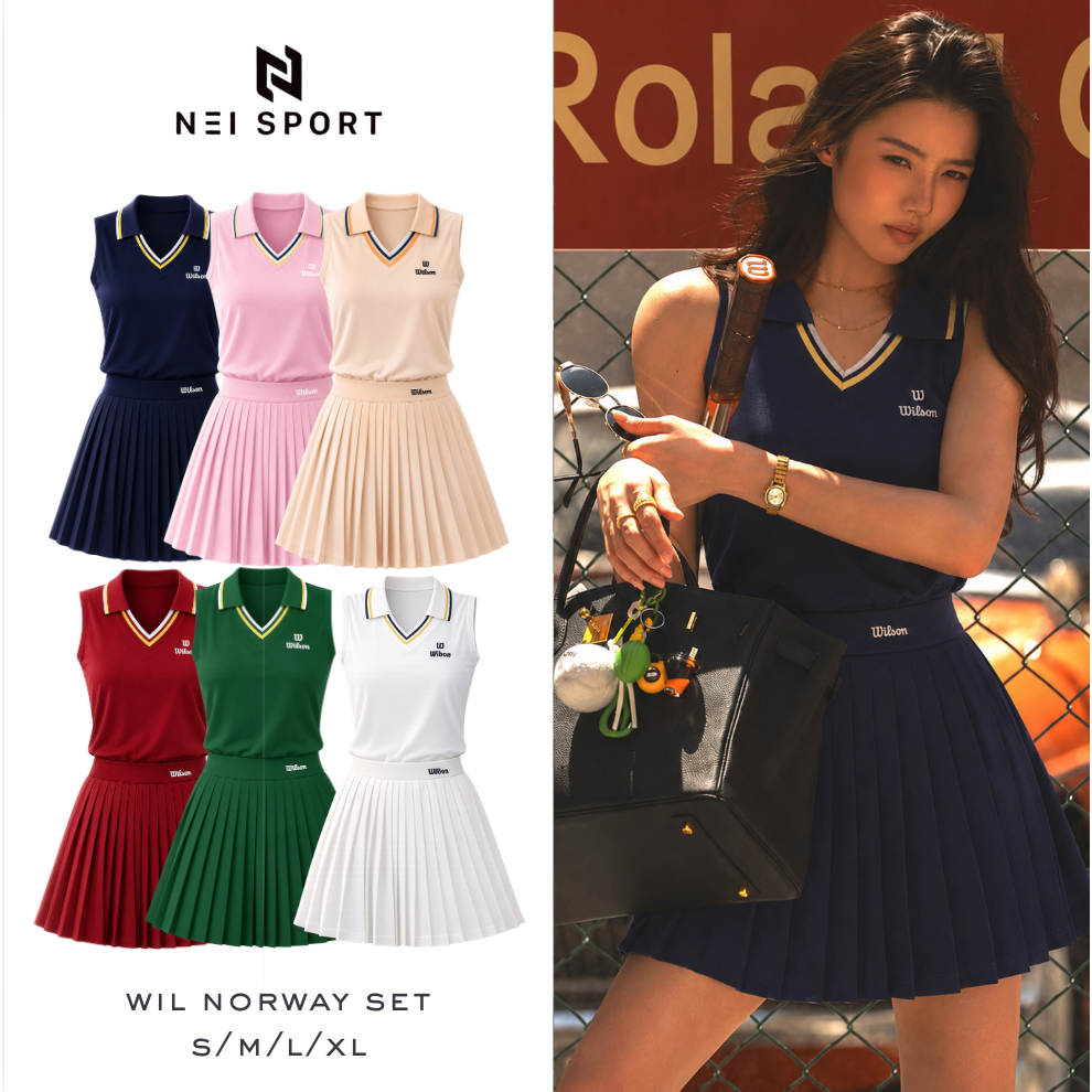 [NEI SPORT] Wil Norway Set -Set Váy Tennis Pickleball Nữ NEI SPORT Wil Norway Set Áo Polo Không Tay 