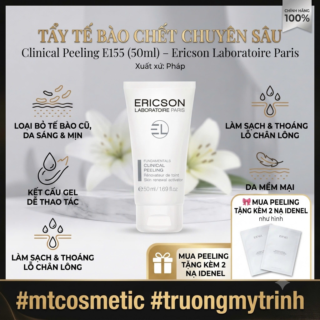 Tẩy tế bào chết chuyên sâu – Clinical Peeling E155 (50ml) – Ericson Laboratoire Mang lại cảm giác mề
