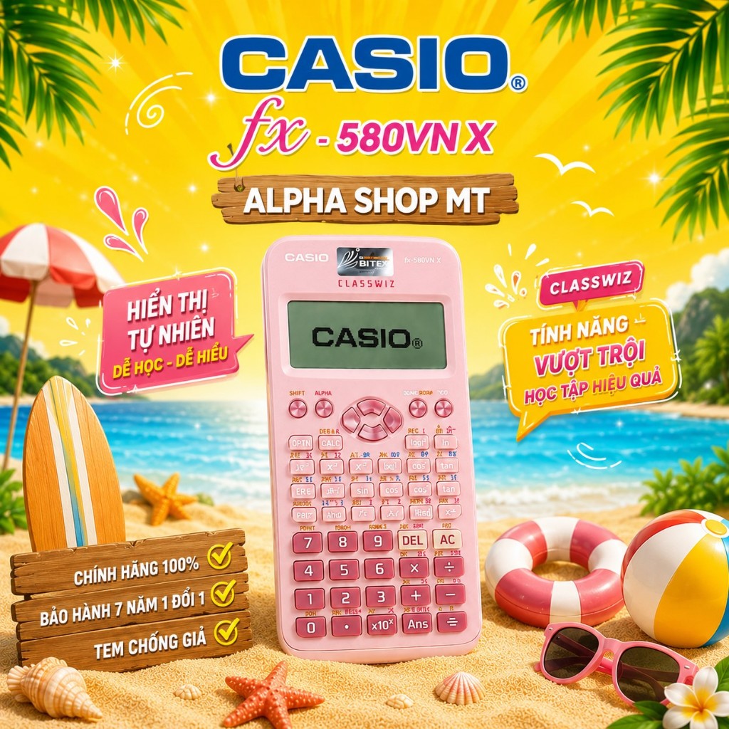 Máy Tính Casio fx-580VN X Cũ Màu Hồng Chính Hãng 80-99% | Được Mang Vào Phòng Thi