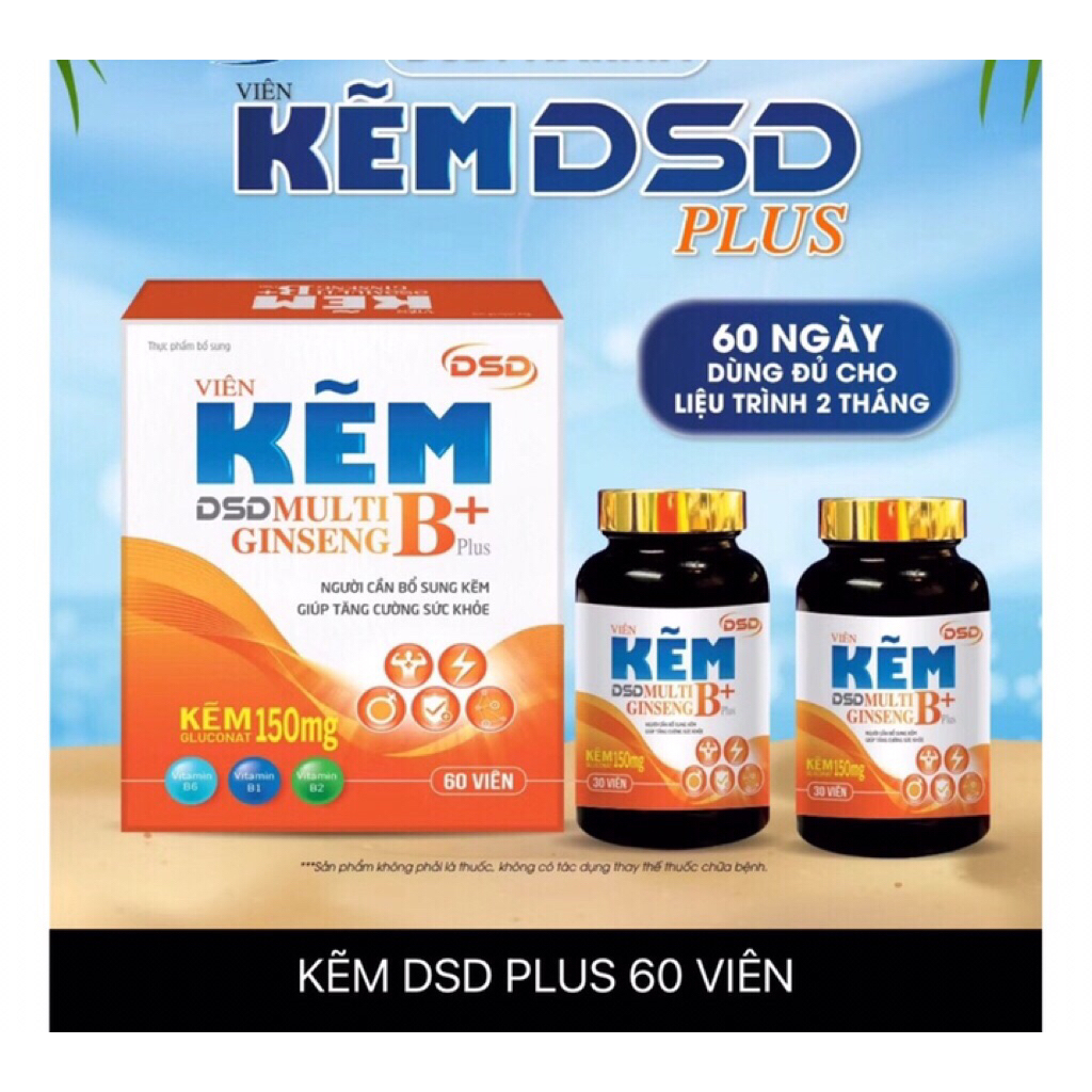 ✅[Chính Hãng] kẽm DSD plus- kẽm DSD DTA multi b gingseng, hộp 2 lọ tổng 60 viên