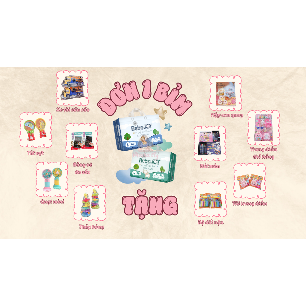 (Chọn quà inbox) TÃ BEBEJOY - Êm mềm vượt trội - Thấm hút đỉnh cao