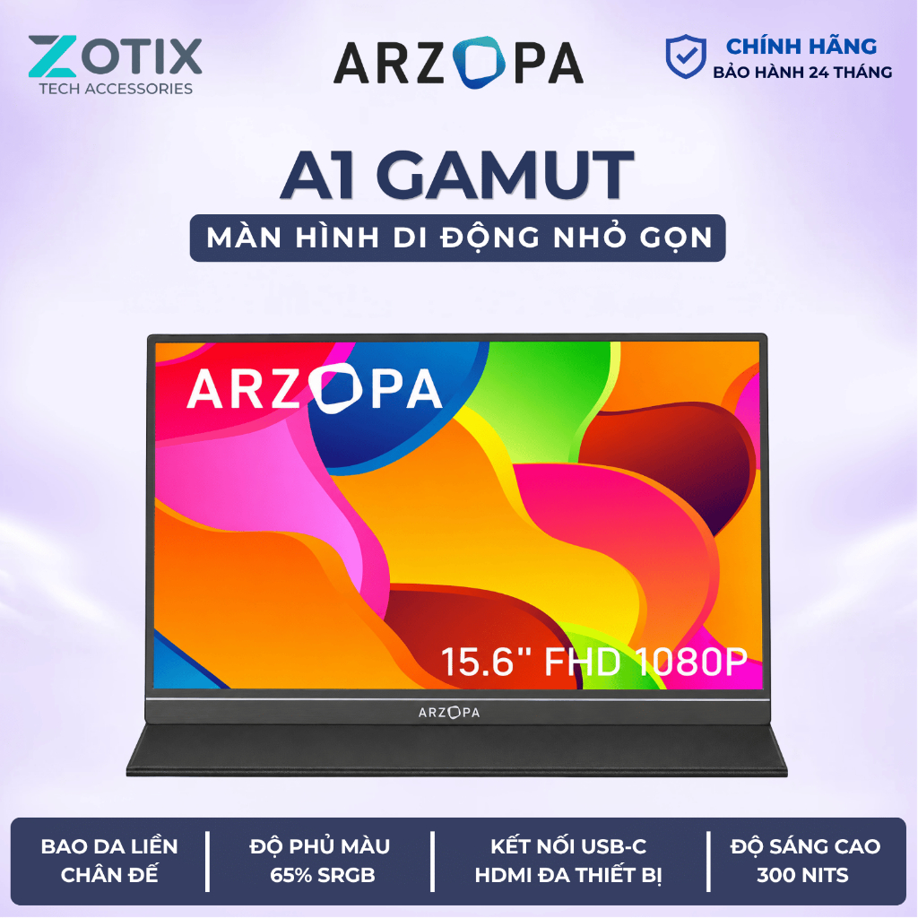 Màn hình di động Thiết kế đồ hoạ ARZOPA A1 GAMUT 15.6 inch 100% sRGB FHD 60hz - Bảo hành chính hãng 