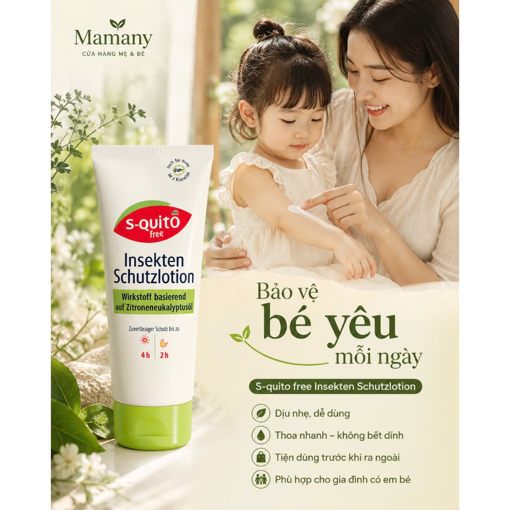 KEM - XỊT CHỐNG MUỖI & CÔN TRÙNG S-QUITO FREE ĐỨC