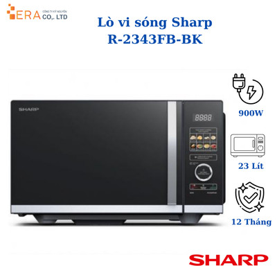 Lò Vi Sóng Không Đĩa Quay Sharp R-2343FB-BK, Dung Tích 23L, Hàng Chính Hãng Bảo Hành 12 Tháng