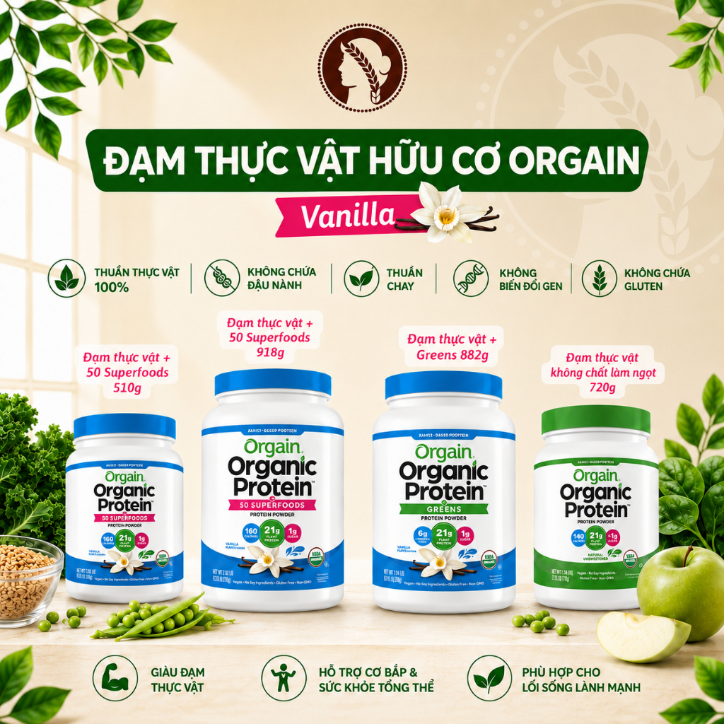 Protein Orgain Bột đạm thuần chay hữu cơ organic protein superfoods