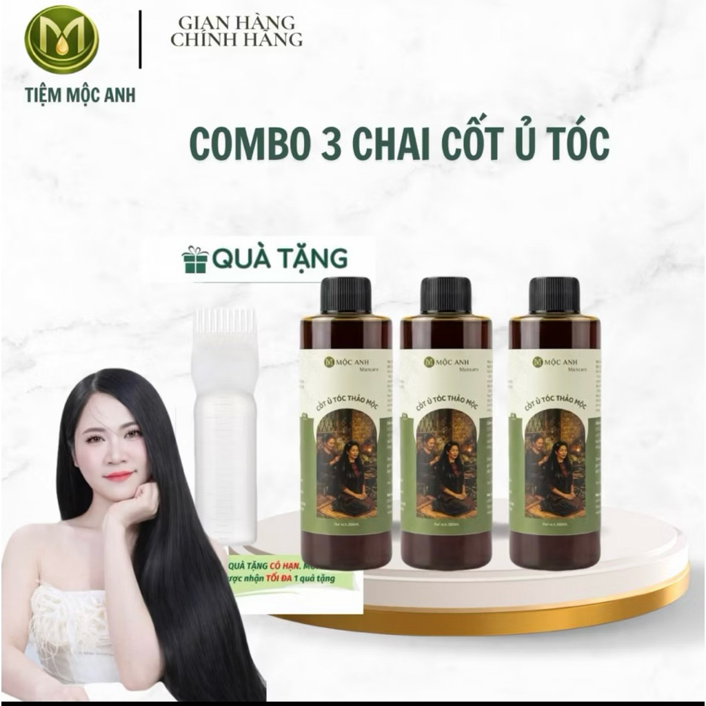 COMBO 3 chai ủ tóc thảo mộc Mộc Anh tặng kèm lược