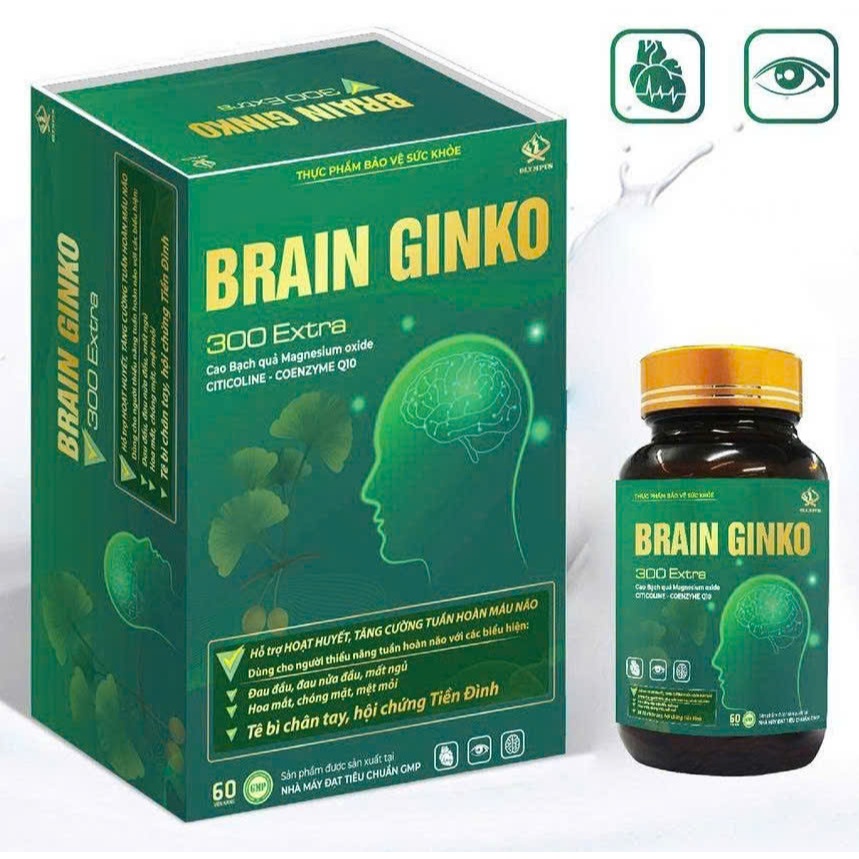 BRAIN GINKO 300 EXTRA LỌ 60 VIÊN - GIÚP ỔN ĐỊNH TIỀN ĐÌNH - GIÚP NGỦ NGON TRỌN GIẤC