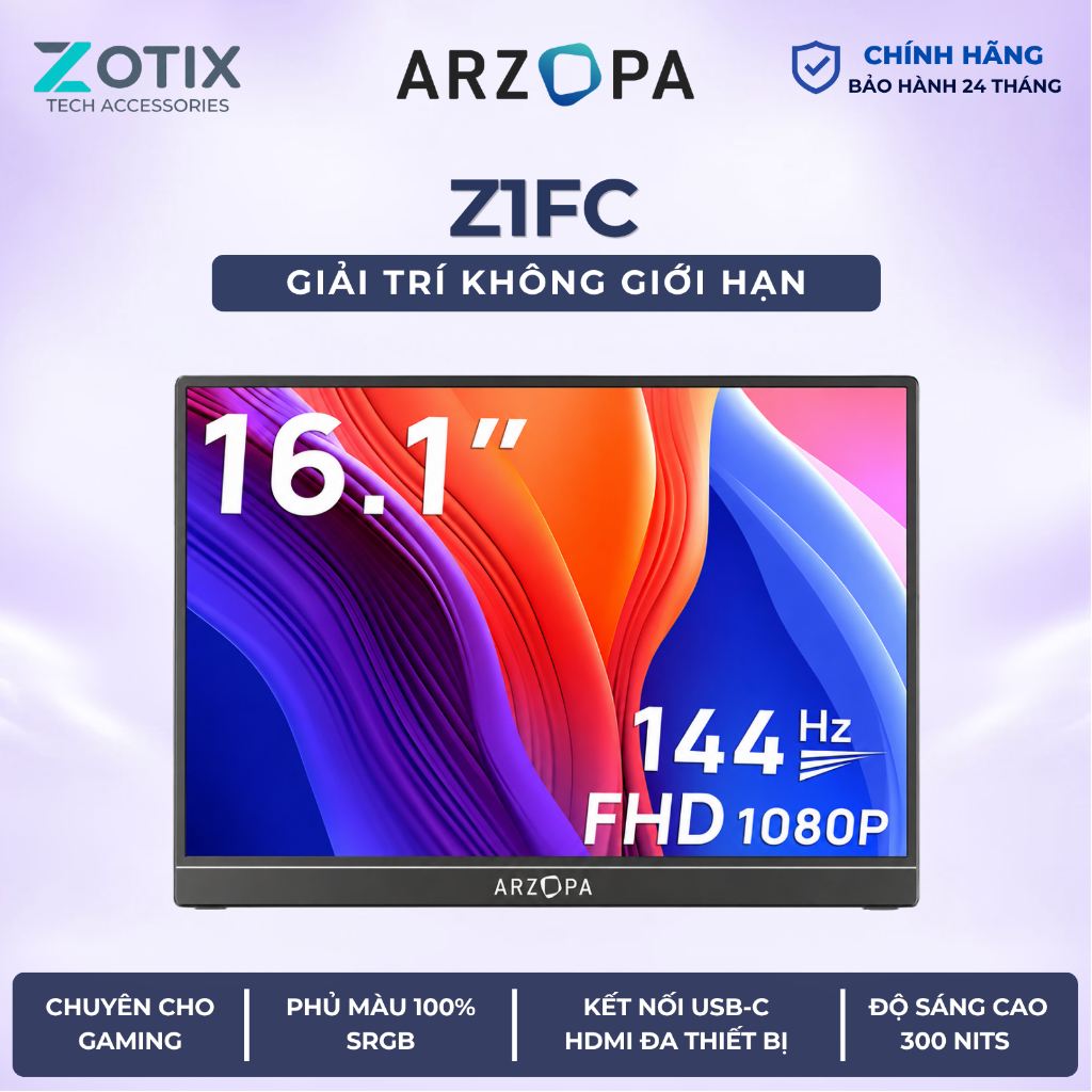 Màn hình di động ARZOPA Z1FC 16.1" 144Hz HDR10 IPS Anti-Glare FHD 106% sRGB - Bảo hành chính hãng 24