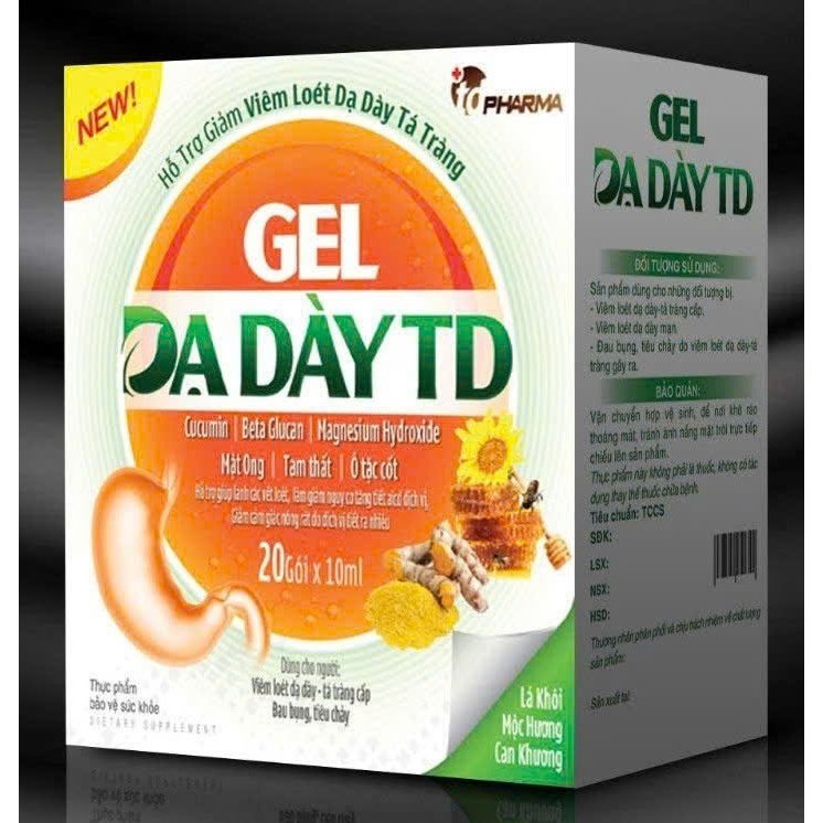 GEL DẠ DÀY TD - HỖ TRỢ GIẢM CÁC TRIỆU CHỨNG CỦA VIÊM LOÉT DẠ DÀY - GIÚP BẢO VỆ NIÊM MẠC DẠ DÀY