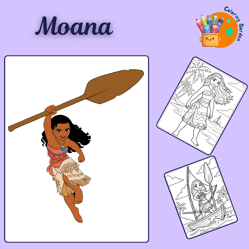 Set 50/25 tờ tranh tô màu, tranh tập tô cho bé hình phim Hành trình của Moana giấy A4, A5 T0699MN