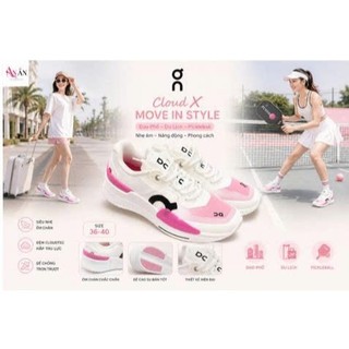 Giày Thể Thao Nữ Màu Trắng Hồng Đế Cao Êm Chân, Sneaker Nữ Buộc Dây Thời Trang Dạo Phố Du Lịch Pickleball Size 36-40