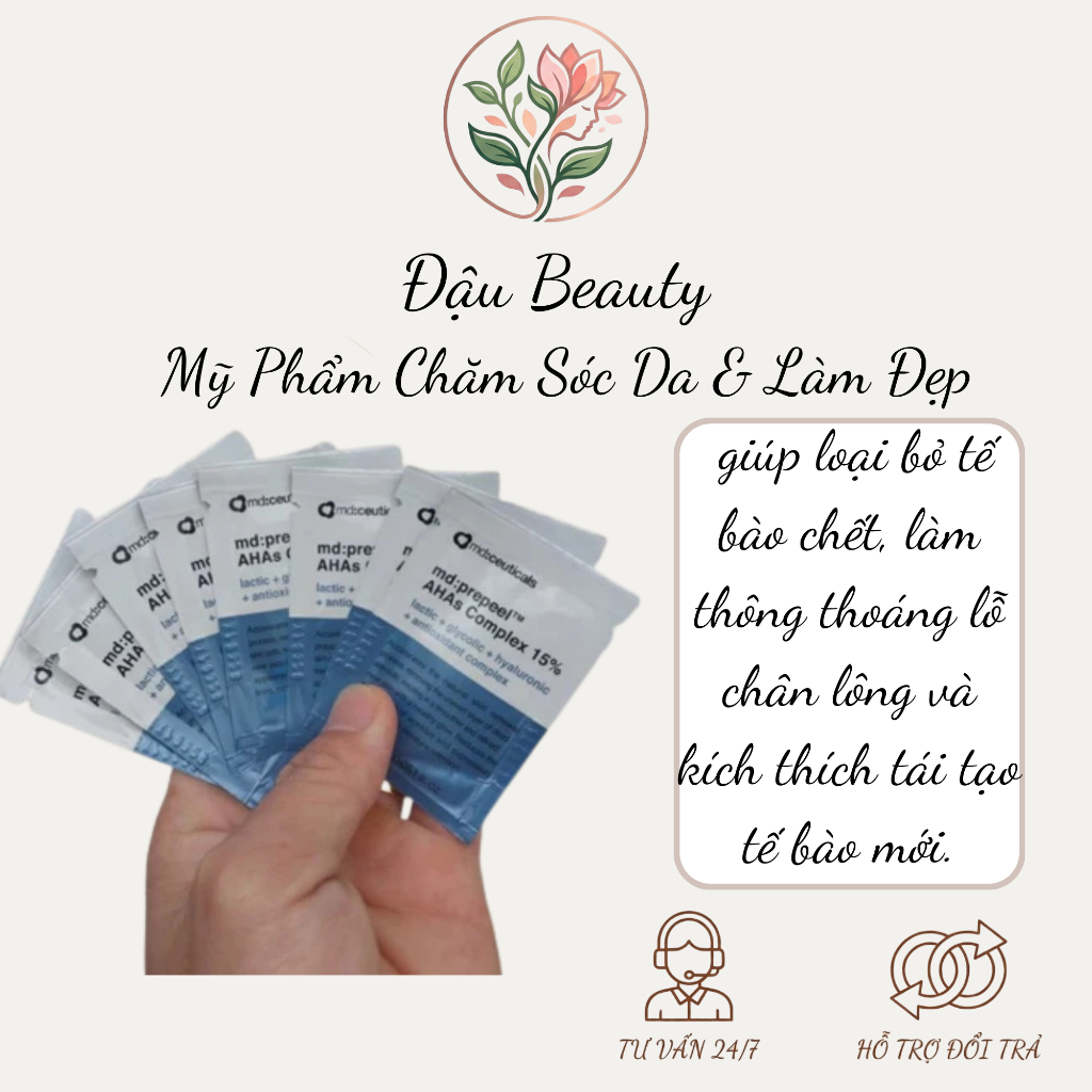 [Sample 1.5ml] Peel Sáng, Căng Bóng Da Md:ceuticals Md Prepeel AHAs Complex 15%
