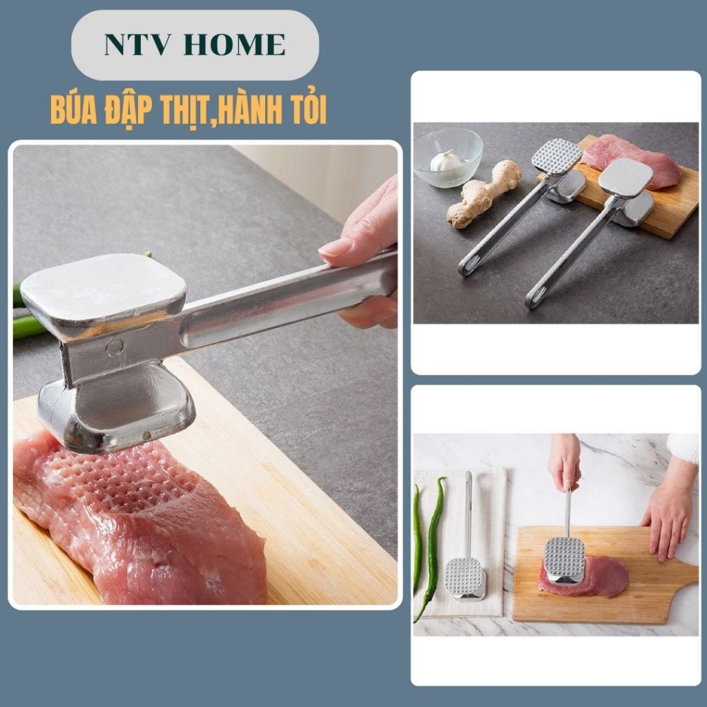 NTV HOME Búa dần thịt đập đá, giã gừng tỏi bằng inox tiện dụng 2 đầu