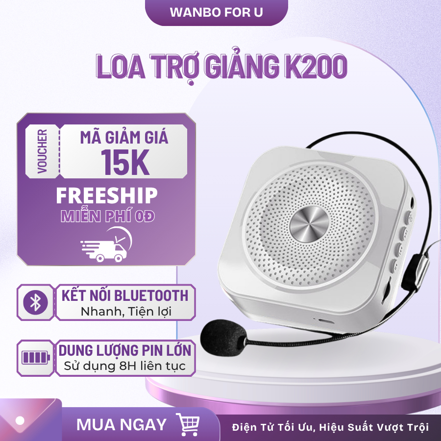 Loa Trợ Giảng K200, Có Kết Nối Bluetooth, Âm Thanh To Độ Phủ Sóng Rộng, Kèm…