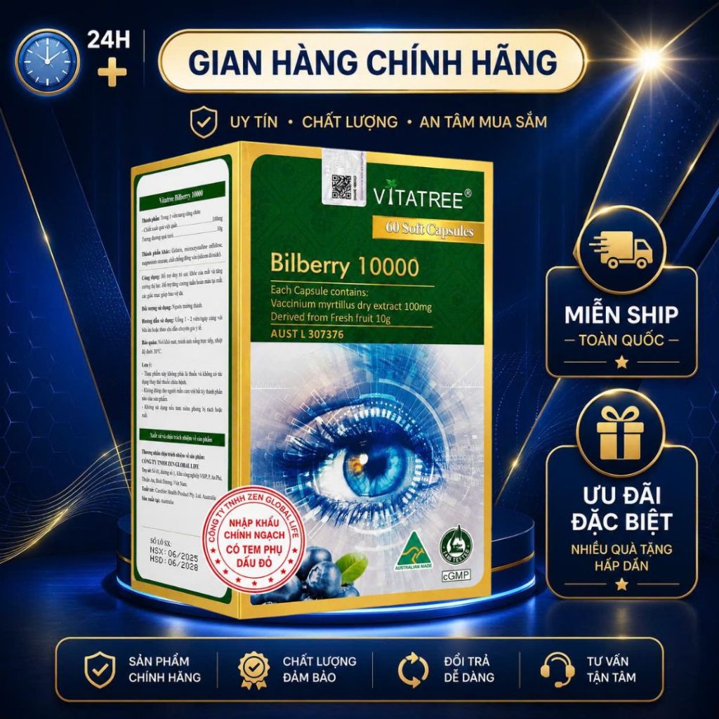 🌿 VITATREE BILBERRY 10000 – ĐỒNG HÀNH CHĂM SÓC ĐÔI MẮT SÁNG KHỎE MỖI NGÀY