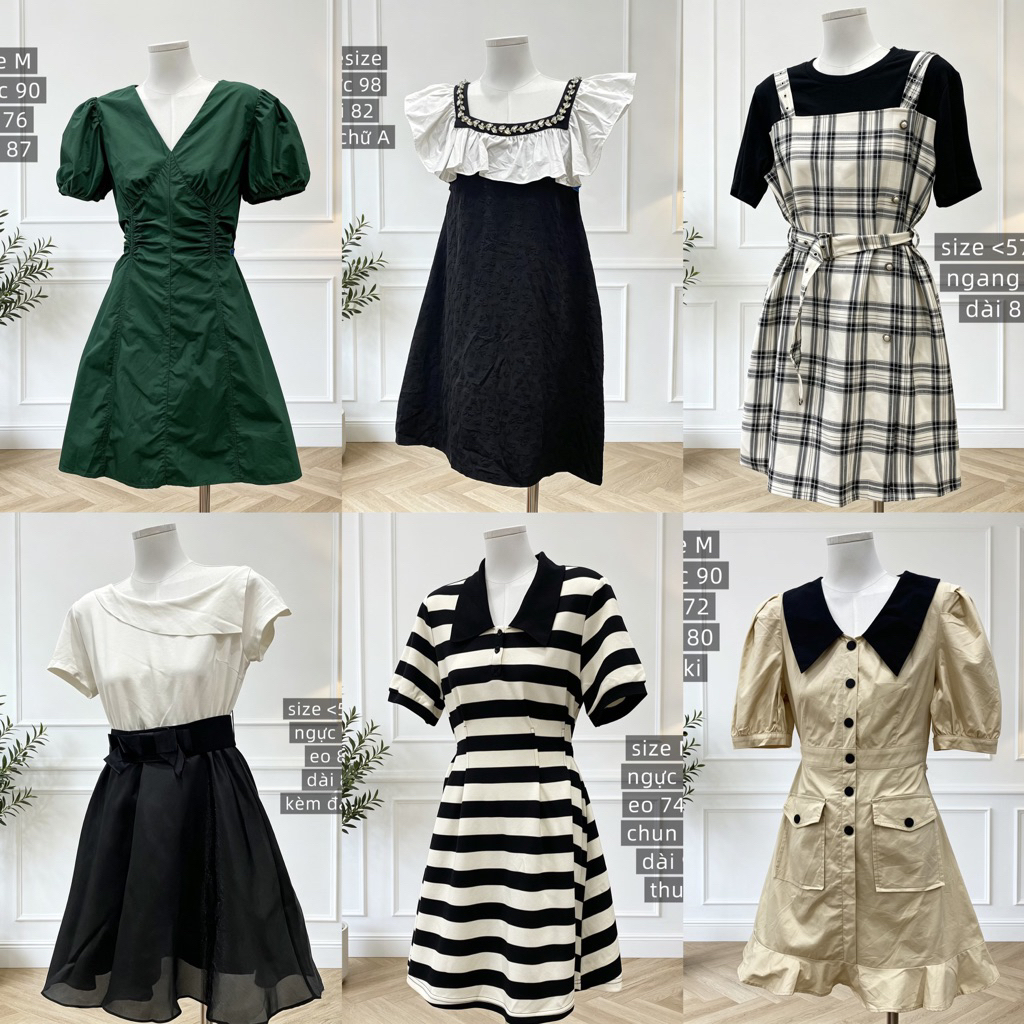 [2HAND] Đầm hè dáng ngắn vintage phong cách sườn xám, tiểu thư, lolita, công sở CÓ BIGSIZE
