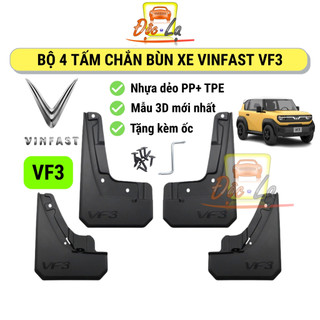 Bộ 4 Tấm Chắn Bùn Bánh Xe Vinfast VF3 - Tặng Kèm Ốc Bắt, Chất Liệu Nhựa Dẻo, Hạn Chế Bùn Đất Bắn Lên Xe Mẫu 3D Mới Nhất