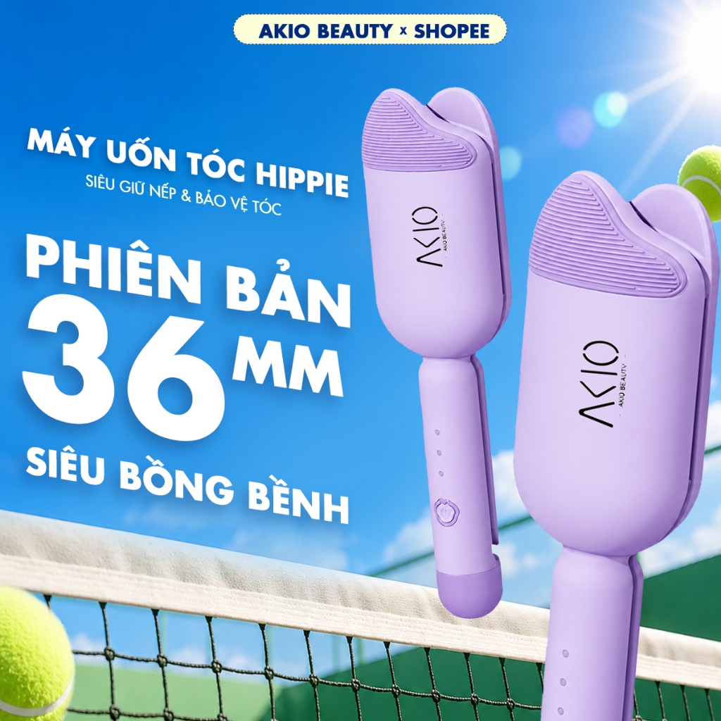 Máy xoăn sóng nước Hippie Size 36mm AKIO BEAUTY màn hình LCD điều chỉnh