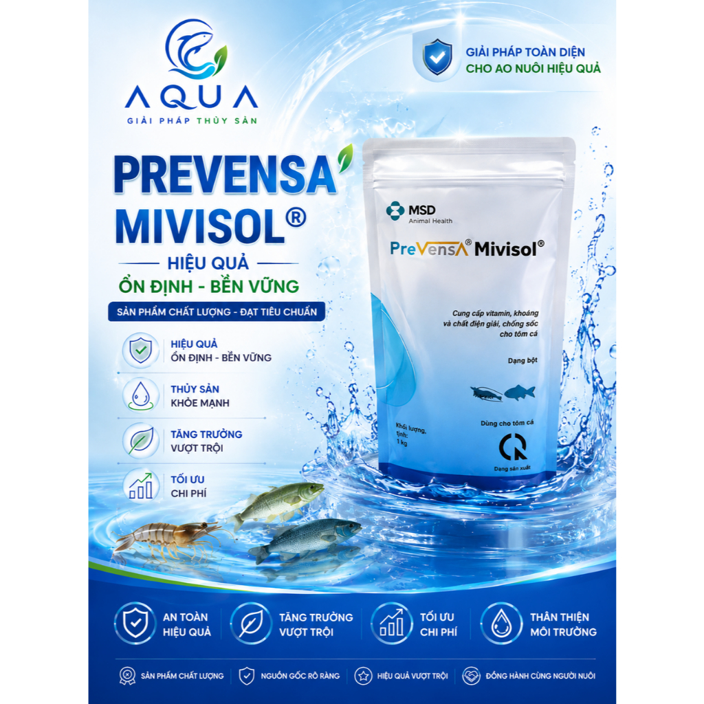 PreVensA Mivisol 1kg Vitamin Khoáng Điện Giải Cho Tôm Cá Hỗ Trợ Tăng Sức Sống Ổn Định Môi Trườn