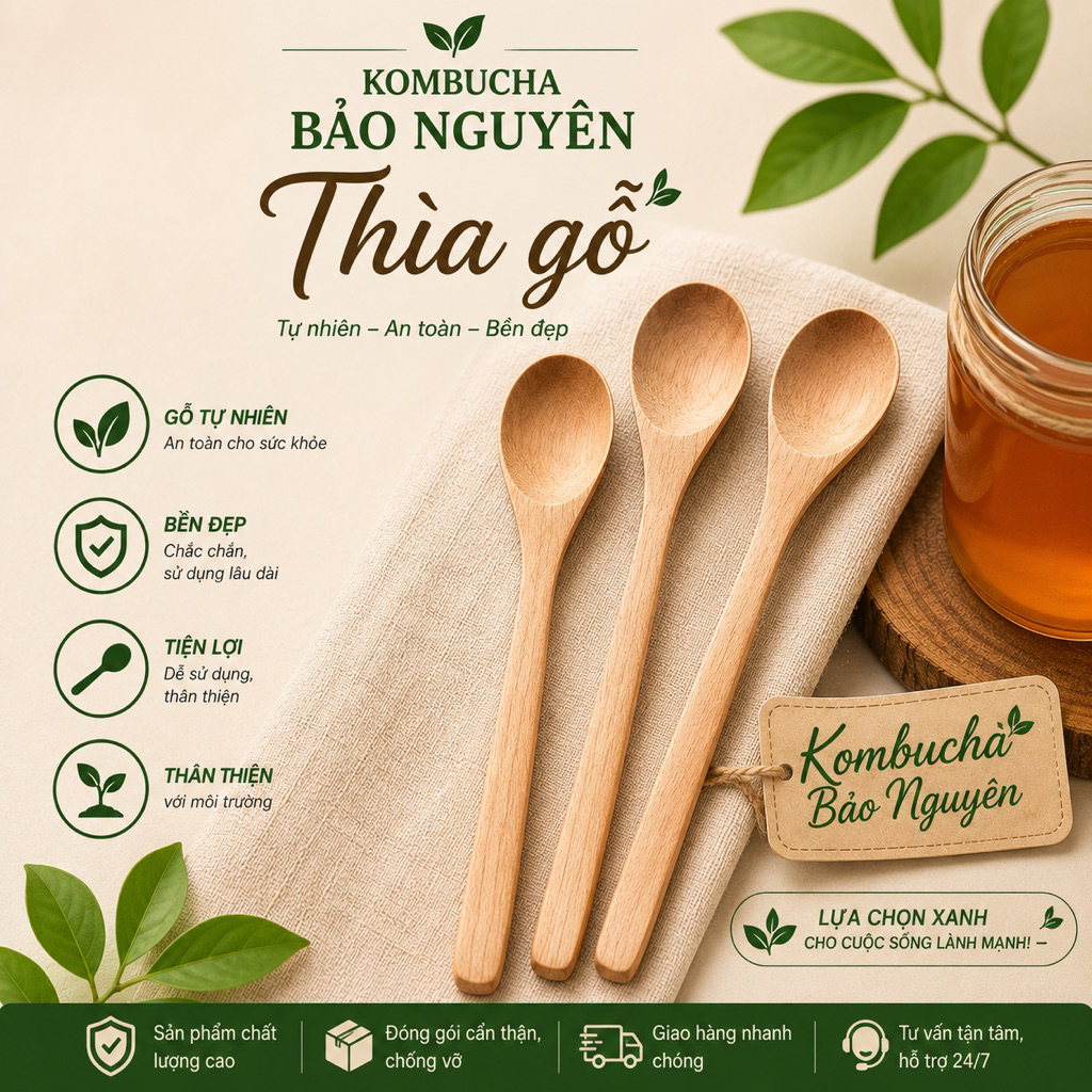 Thìa gỗ lọc nấm kefir- 1 cái