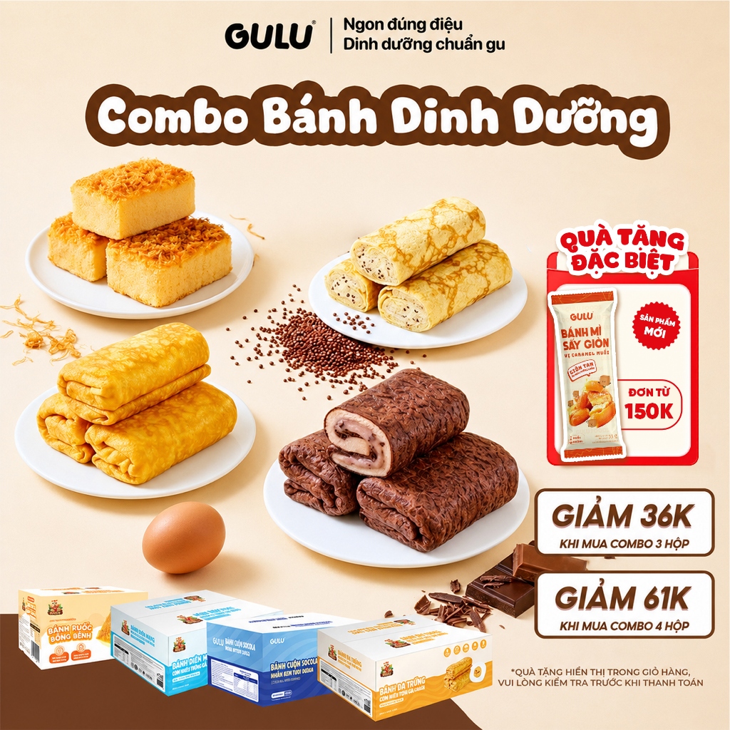 Bánh Da Trứng Cuộn Kem Tươi Chà Bông GULU FOODS