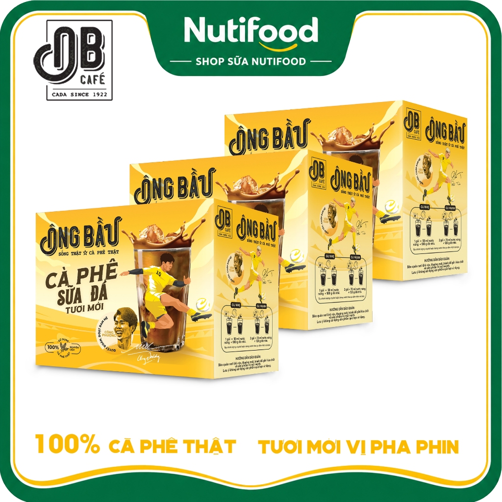 Combo 03 Hộp 240G Cafe Sữa Đá 30 Gói 24G/ 03Hộp Cafe Muối 220G 30Gói 22G Ông Bầu -SHOP SỮA  NUTIFOOD