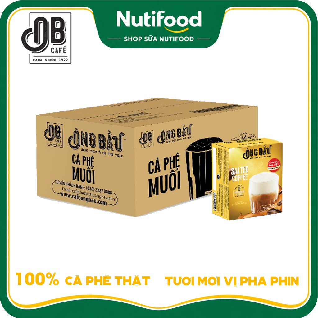 01 Thùng 24 Hộp 240G/ 255G Cafe Sữa Đá - 24 Hộp 220g Cafe Muối Ông Bầu - NUTIFOOD SHOP