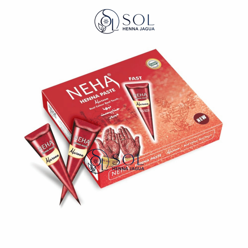 Mực Vẽ Henna NEHA Maroon (Đỏ Nâu) Chính Hãng Ấn Độ – Henna Cone Mehendi Vẽ Tay, Body Art, Màu Đẹp