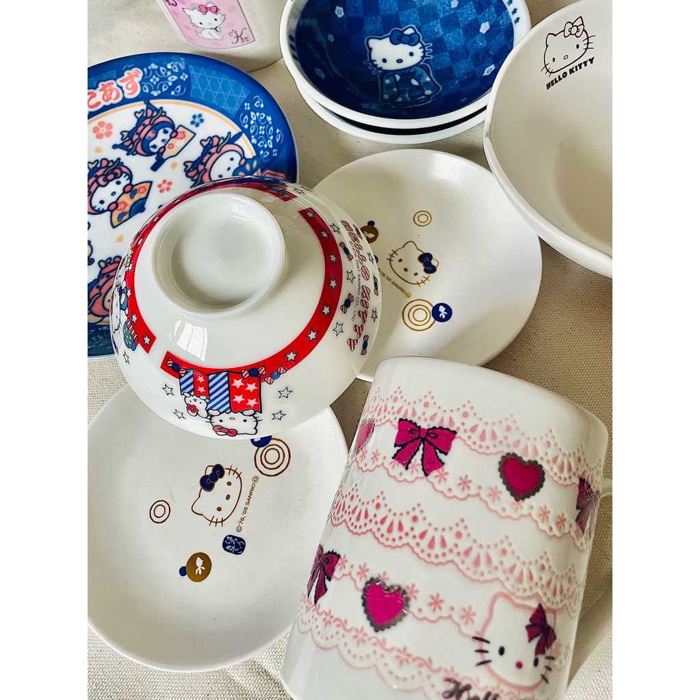 [GỐM NHẬT 2hand] Ly Kitty | Tô, chén, dĩa Kitty