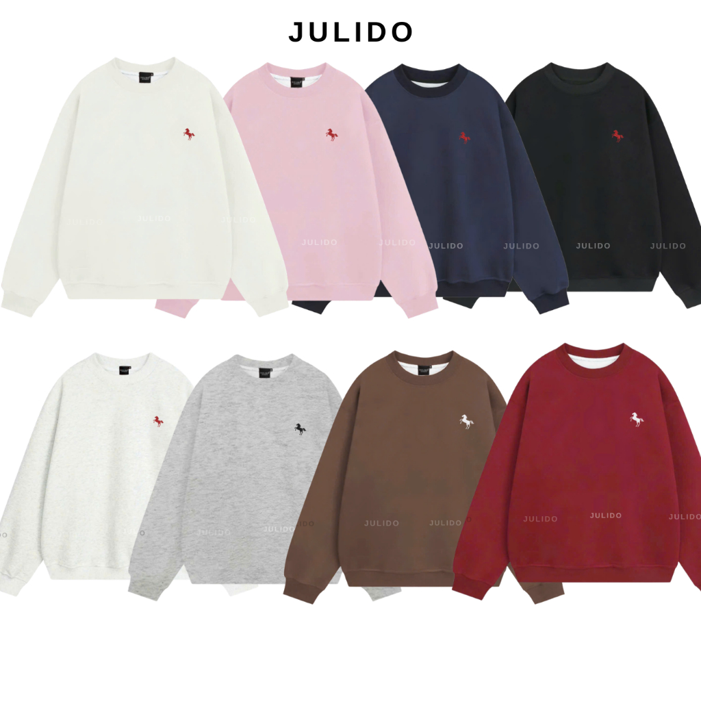 Áo nỉ cổ bẻ Polo sweater JULIDO nỉ 2 da nam nữ unisex thêu hình