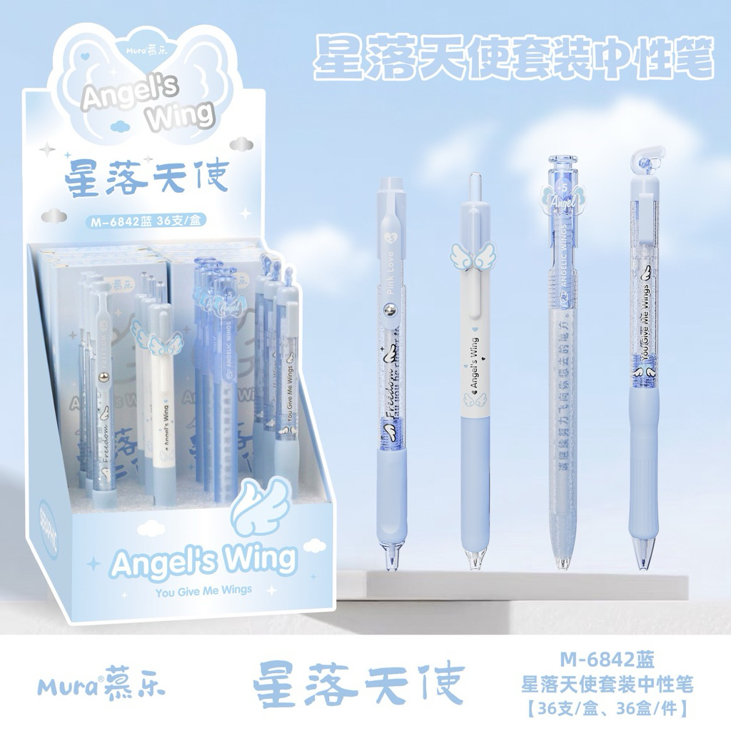 Bút gel đen Butterfly MURA M-6842 màu Xanh – Mực đen 0.5mm